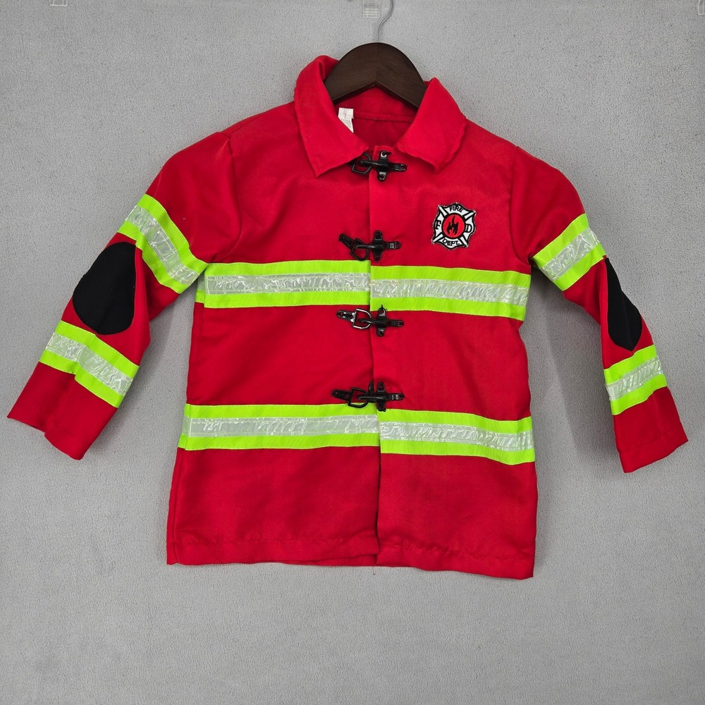 Amscan Kids Firefighter Costume Jacket Red Reflective Fireman Uniform Toy